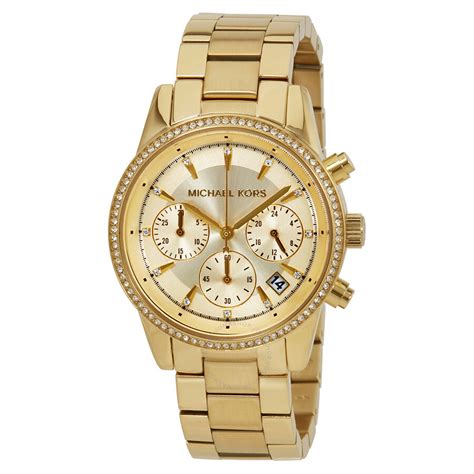 cheap womens michael kors gold watch|michael kors ritz chronograph.